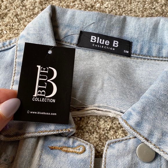 Distressed cropped bling denim jacket - Picture 3 of 4